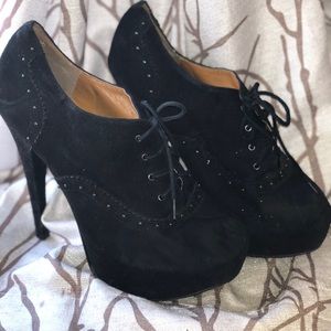 Black high heeled booties